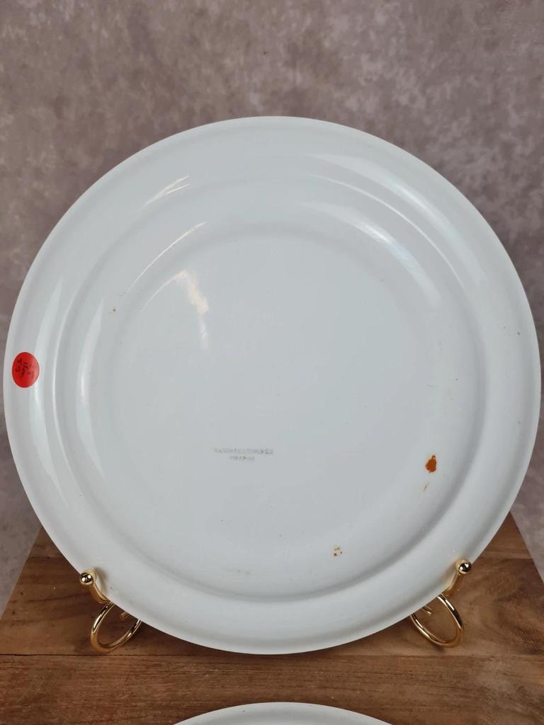 Lot de 2 assiettes plates Sarreguemines décor orange vintage