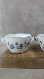 Lot de 2 bols vintage en faïence peints à la main 💙 fleurs bleues