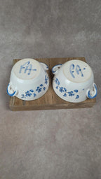 Lot de 2 bols vintage en faïence peints à la main 💙 fleurs bleues