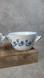 Lot de 2 bols vintage en faïence peints à la main 💙 fleurs bleues