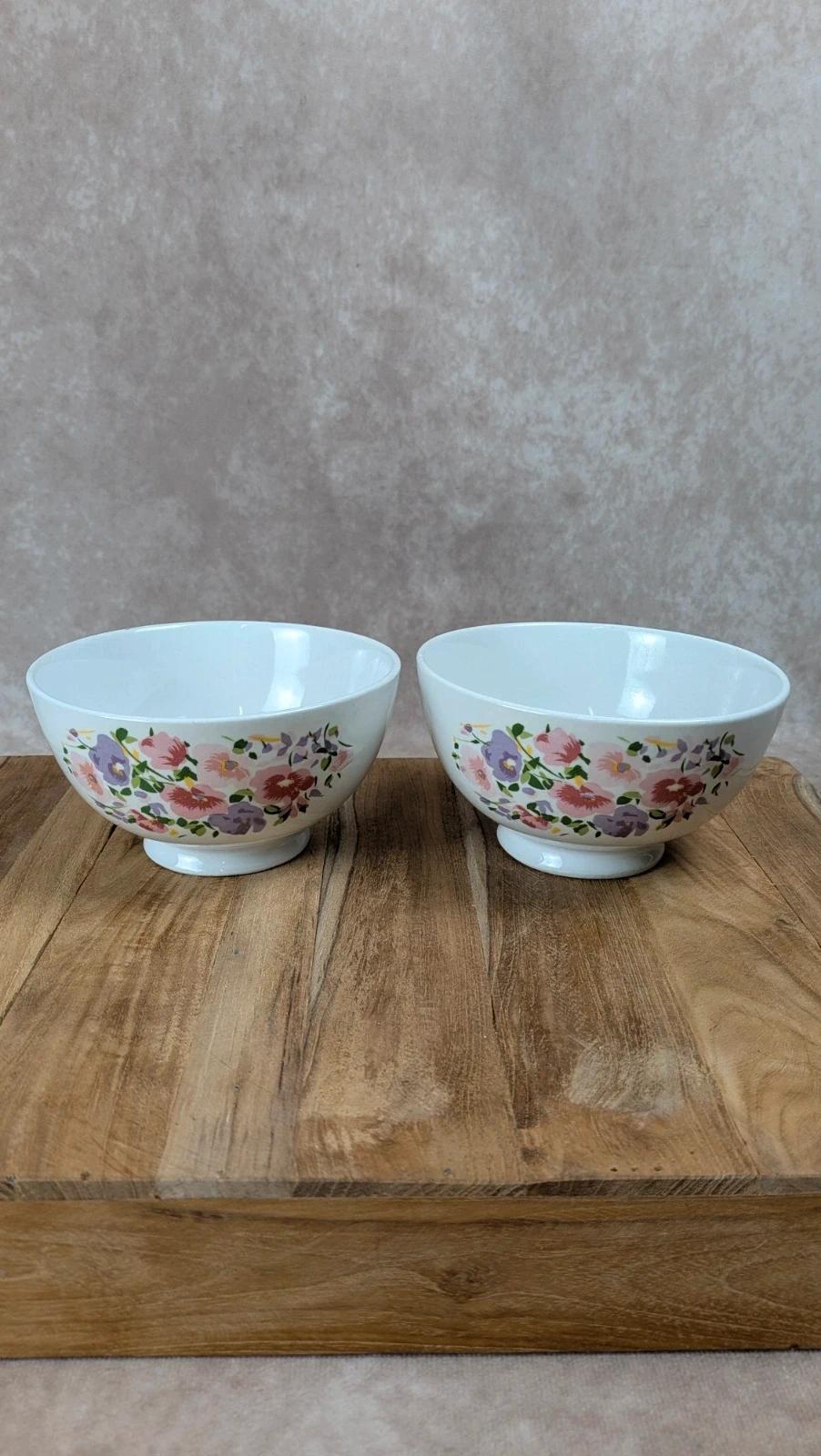Lot de 2 bols vintage en porcelaine décor floral