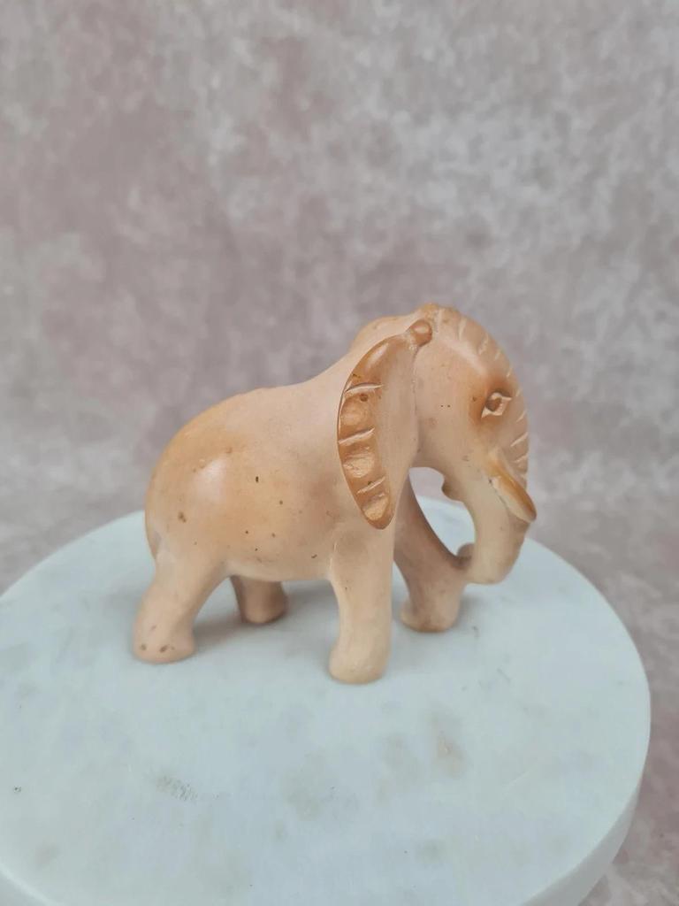 🐘 Lot de 2 éléphants sculptés en pierre – déco artisanale