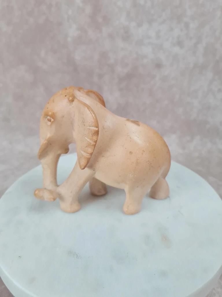 🐘 Lot de 2 éléphants sculptés en pierre – déco artisanale