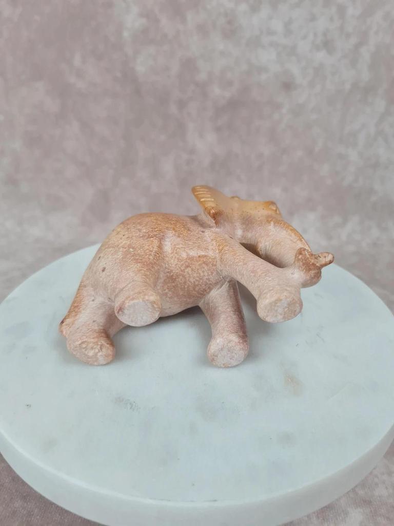 🐘 Lot de 2 éléphants sculptés en pierre – déco artisanale