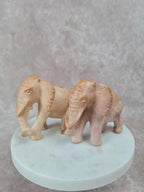 🐘 Lot de 2 éléphants sculptés en pierre – déco artisanale