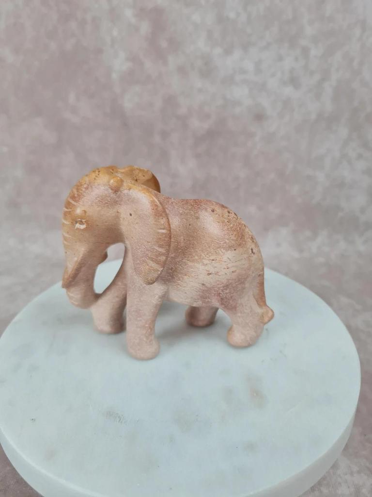 🐘 Lot de 2 éléphants sculptés en pierre – déco artisanale