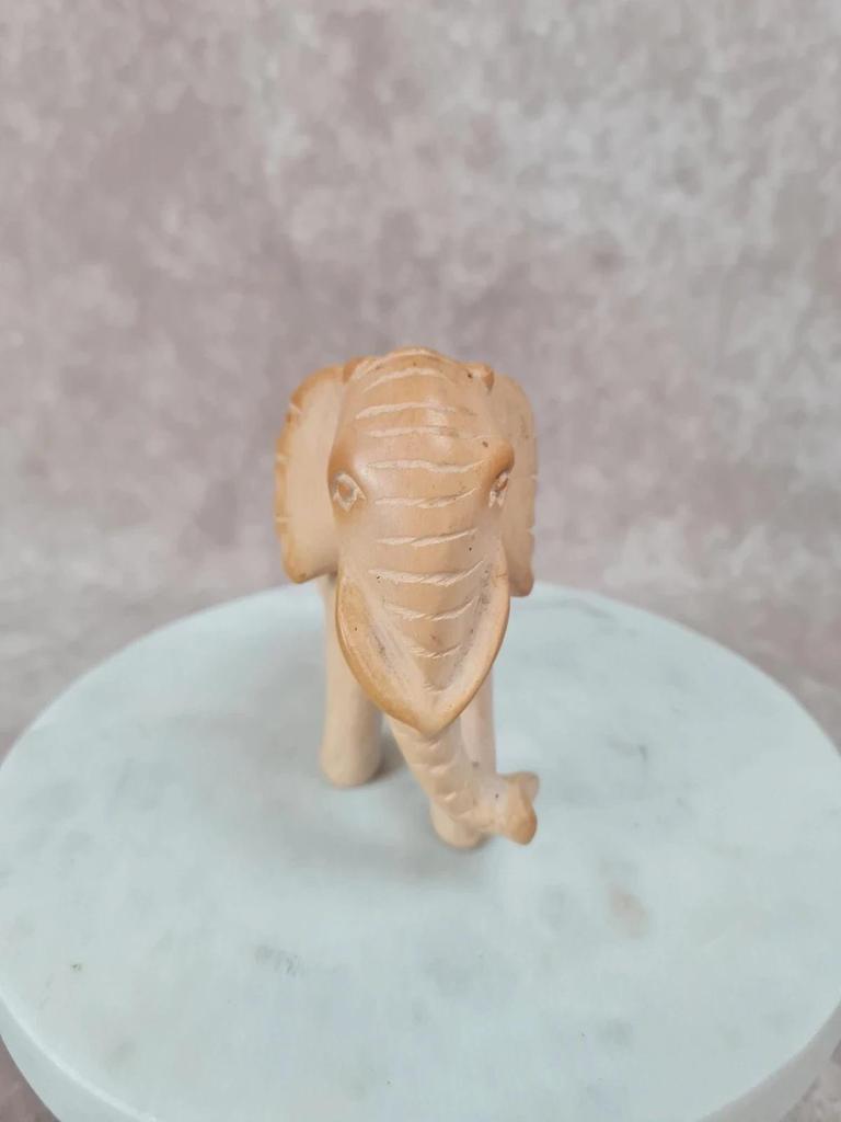 🐘 Lot de 2 éléphants sculptés en pierre – déco artisanale