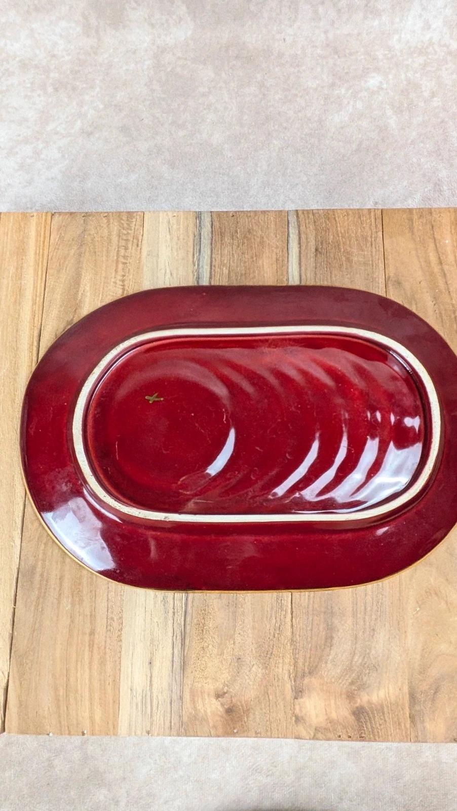 Lot de 2 plats Saint - clément – céramique rouge vintage