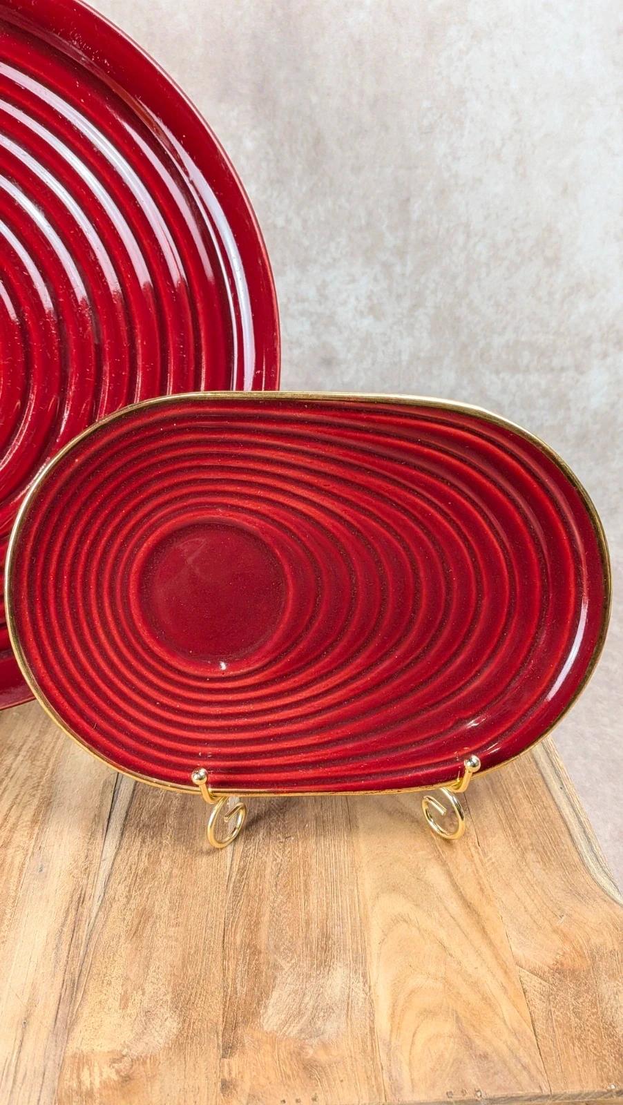 Lot de 2 plats Saint - clément – céramique rouge vintage