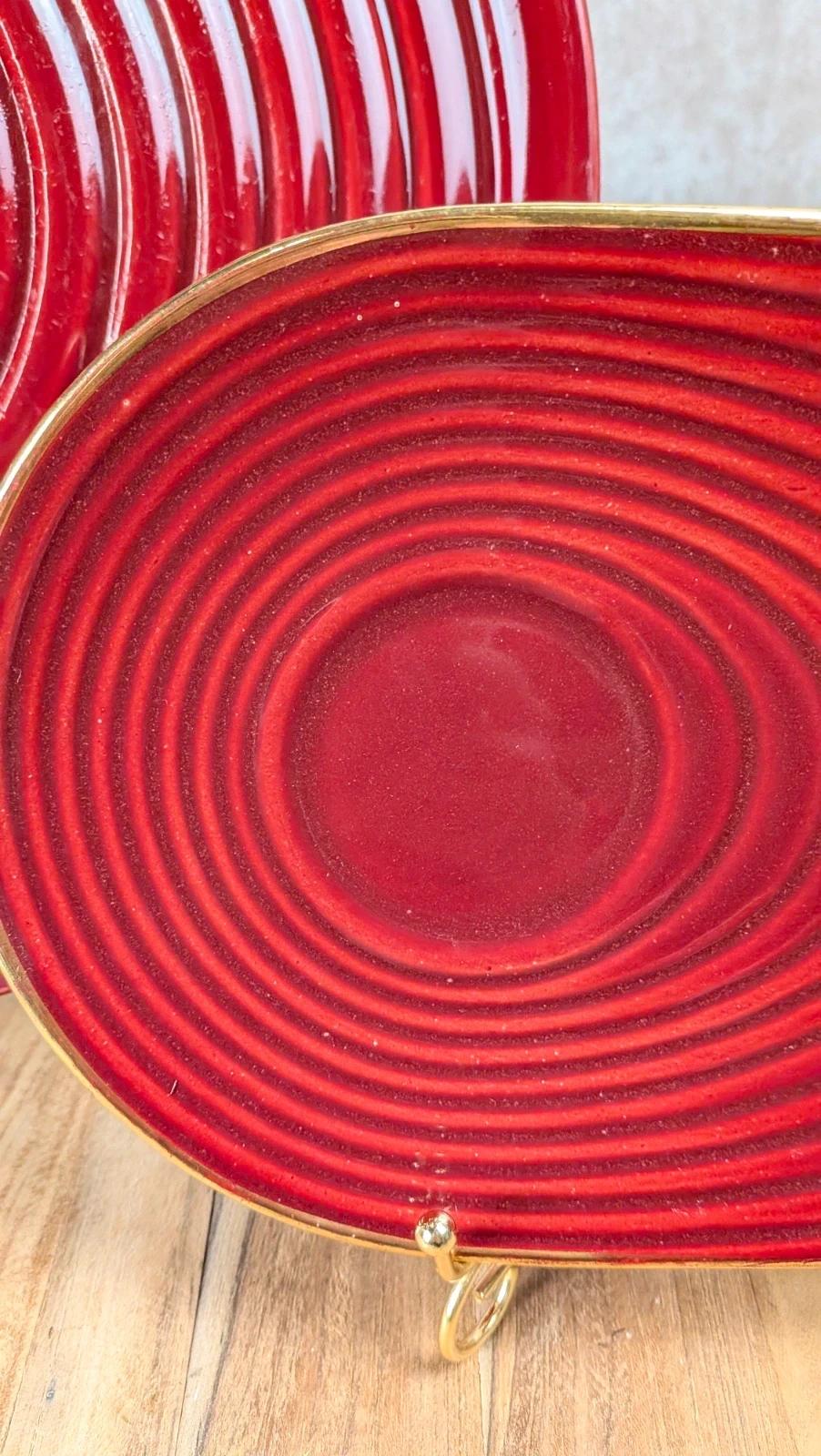Lot de 2 plats Saint - clément – céramique rouge vintage