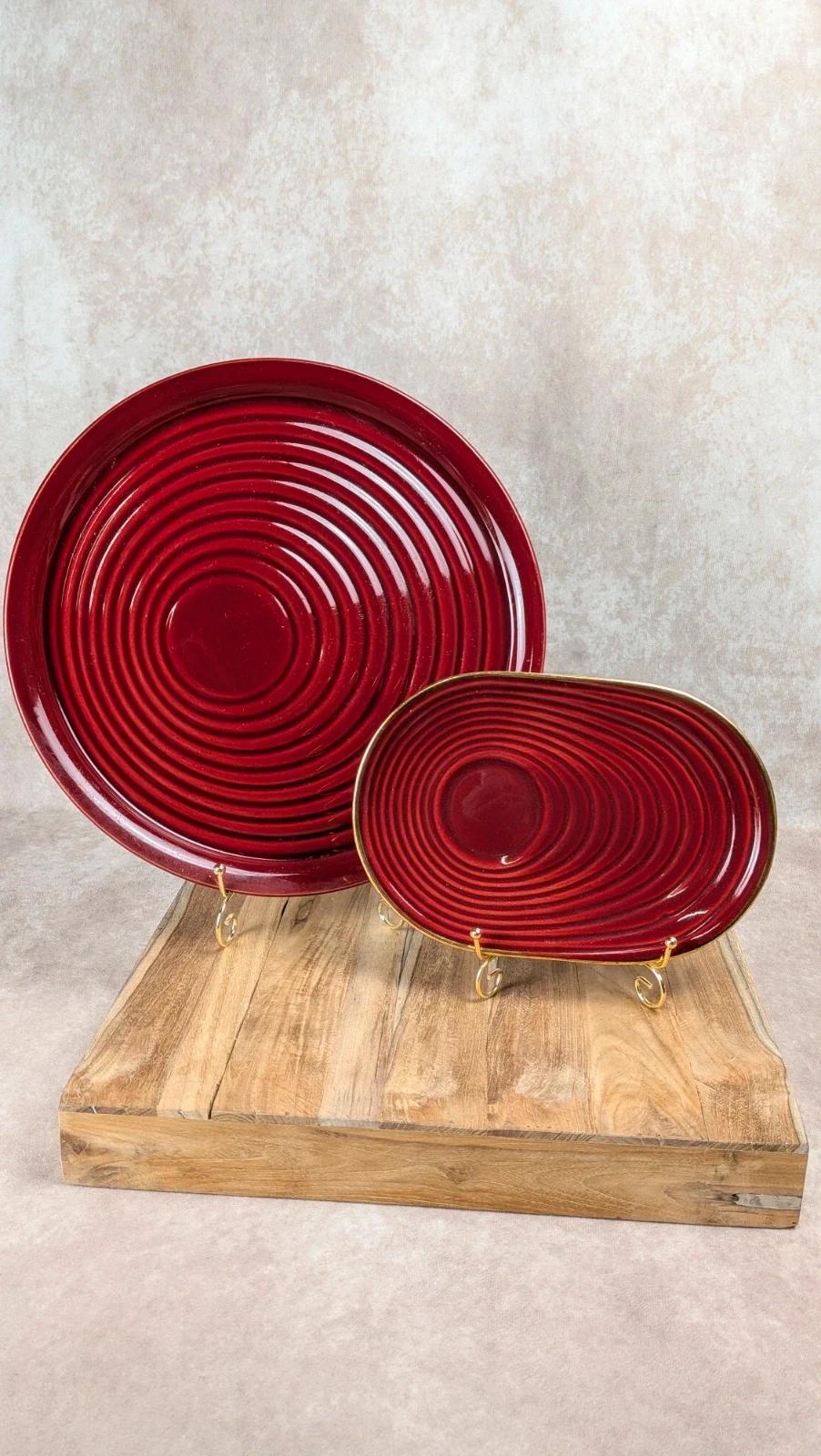 Lot de 2 plats Saint - clément – céramique rouge vintage