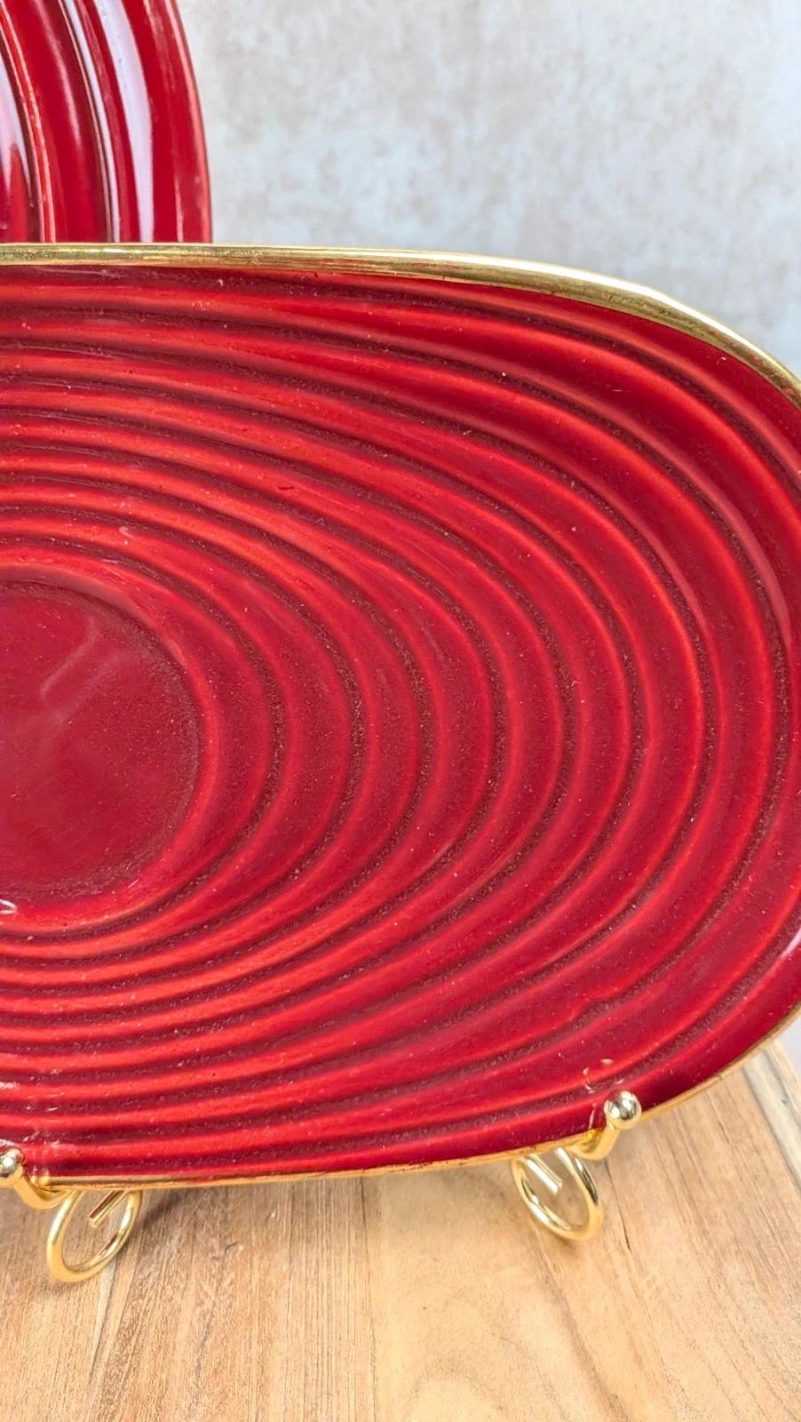 Lot de 2 plats Saint - clément – céramique rouge vintage