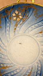 Lot de 2 soucoupes anciennes Kg Luneville – décor bleu & or