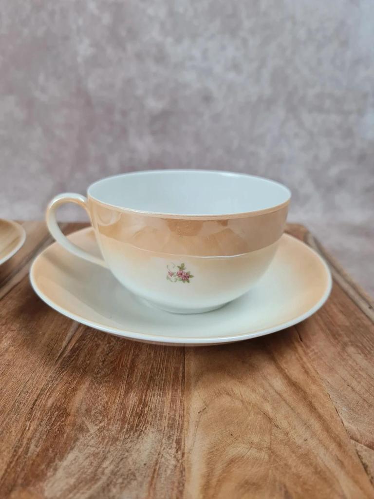 Lot de 2 tasses et sous - tasses vintage – Porcelaine allemande Koenigszelt