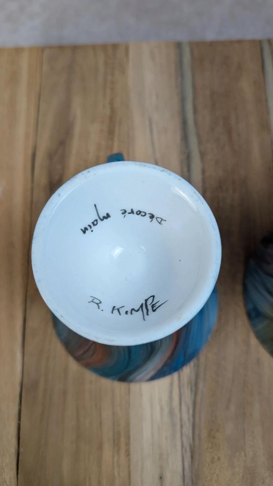 Lot de 2 tasses + soucoupes – Porcelaine de Limoges décorée main