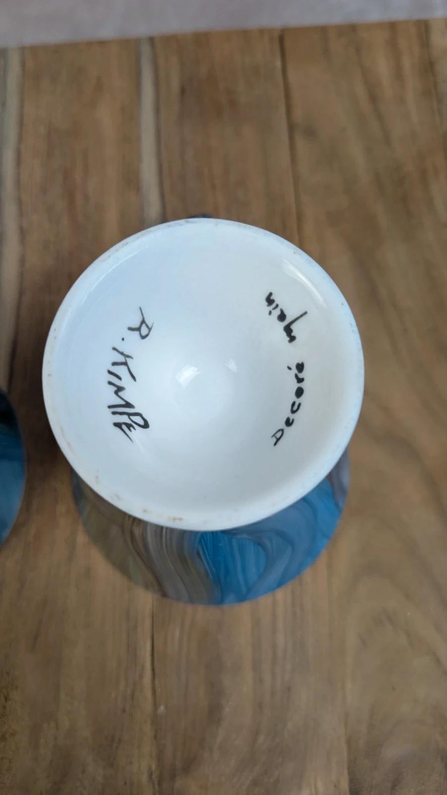 Lot de 2 tasses + soucoupes – Porcelaine de Limoges décorée main