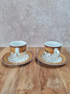 🌼 Lot de 2 tasses + sous - tasses Geneviève Lethu – Modèle “sari” 🌼