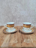 🌼 Lot de 2 tasses + sous - tasses Geneviève Lethu – Modèle “sari” 🌼