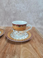 🌼 Lot de 2 tasses + sous - tasses Geneviève Lethu – Modèle “sari” 🌼