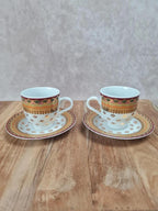 🌼 Lot de 2 tasses + sous - tasses Geneviève Lethu – Modèle “sari” 🌼