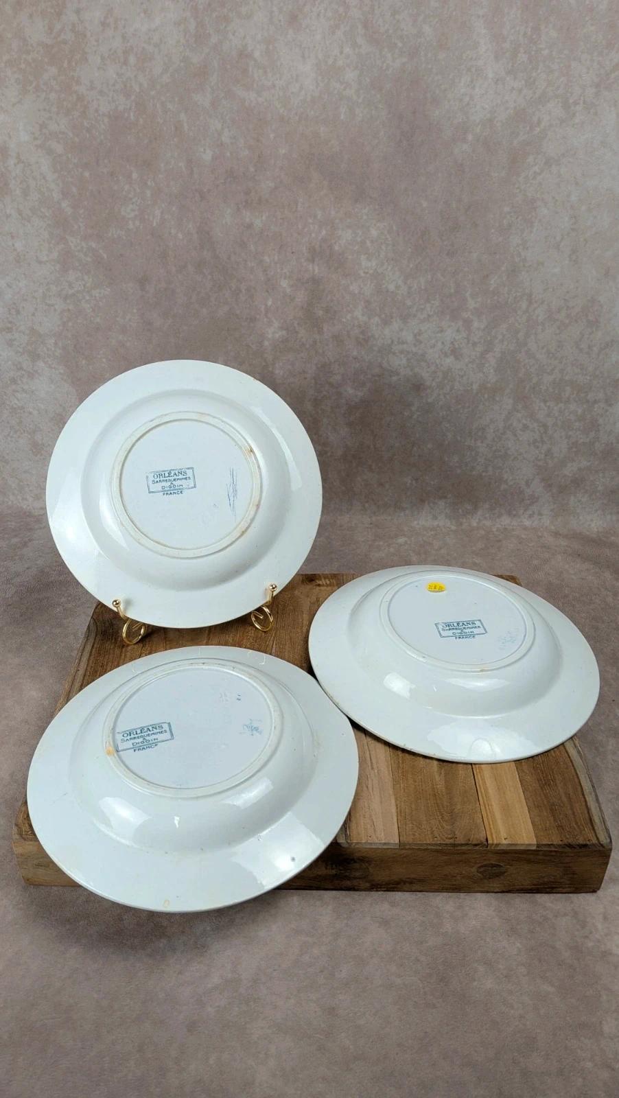 Lot de 3 assiettes creuses Orléans Sarreguemines & Digoin