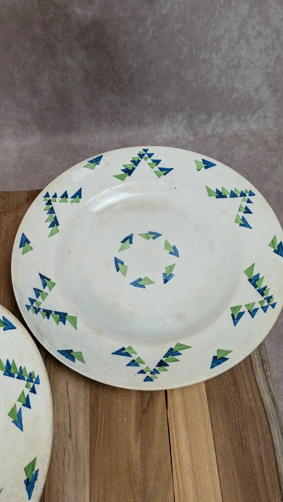 Lot de 3 assiettes plates vintage – Modèle Moderne – Sarreguemines & Digoin