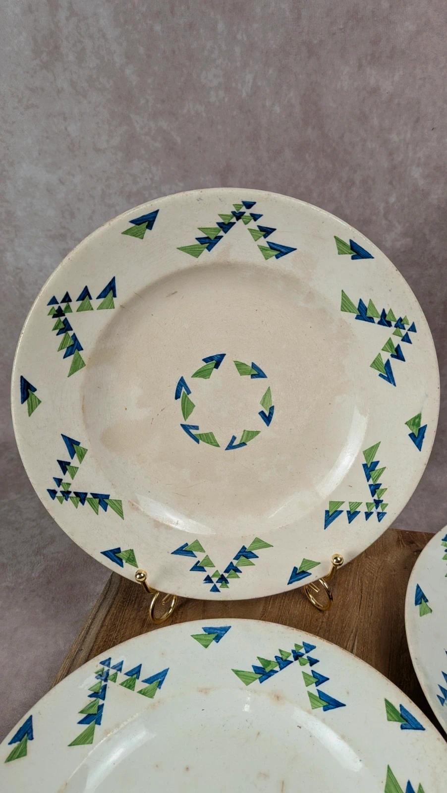 Lot de 3 assiettes plates vintage – Modèle Moderne – Sarreguemines & Digoin