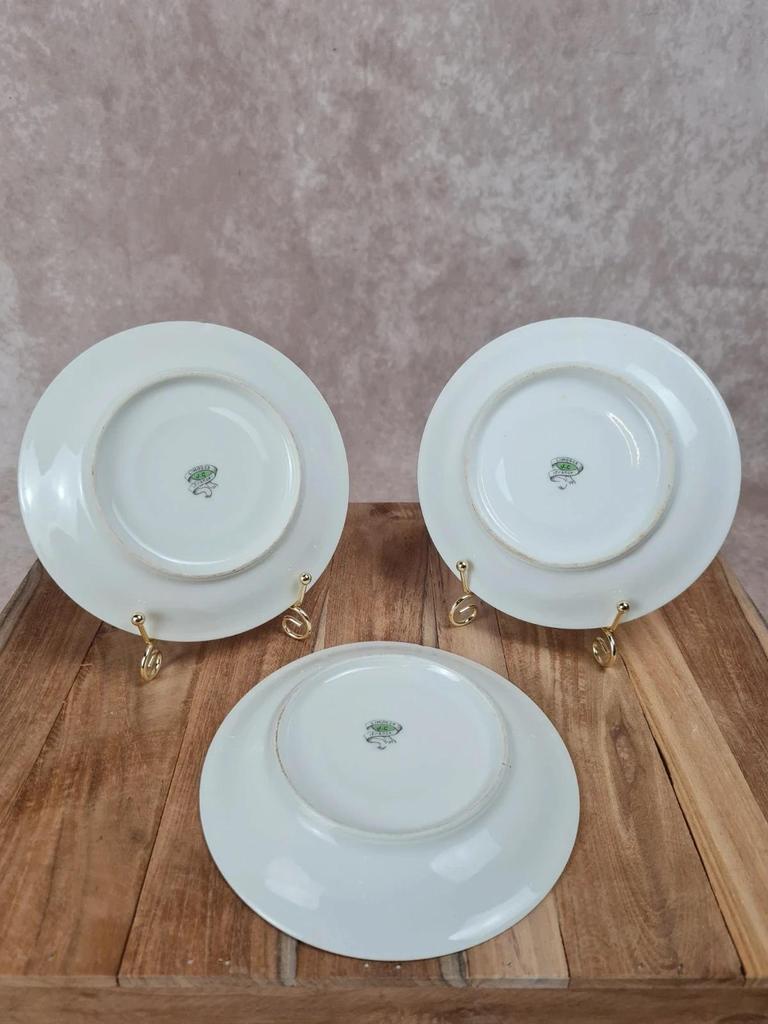 🎨 Lot de 3 coupelles / soucoupes à café vintage – Limoges J.c. France 🇫🇷