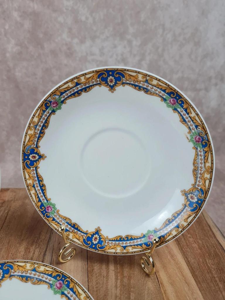 🎨 Lot de 3 coupelles / soucoupes à café vintage – Limoges J.c. France 🇫🇷