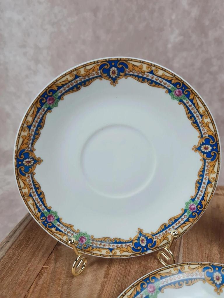 🎨 Lot de 3 coupelles / soucoupes à café vintage – Limoges J.c. France 🇫🇷