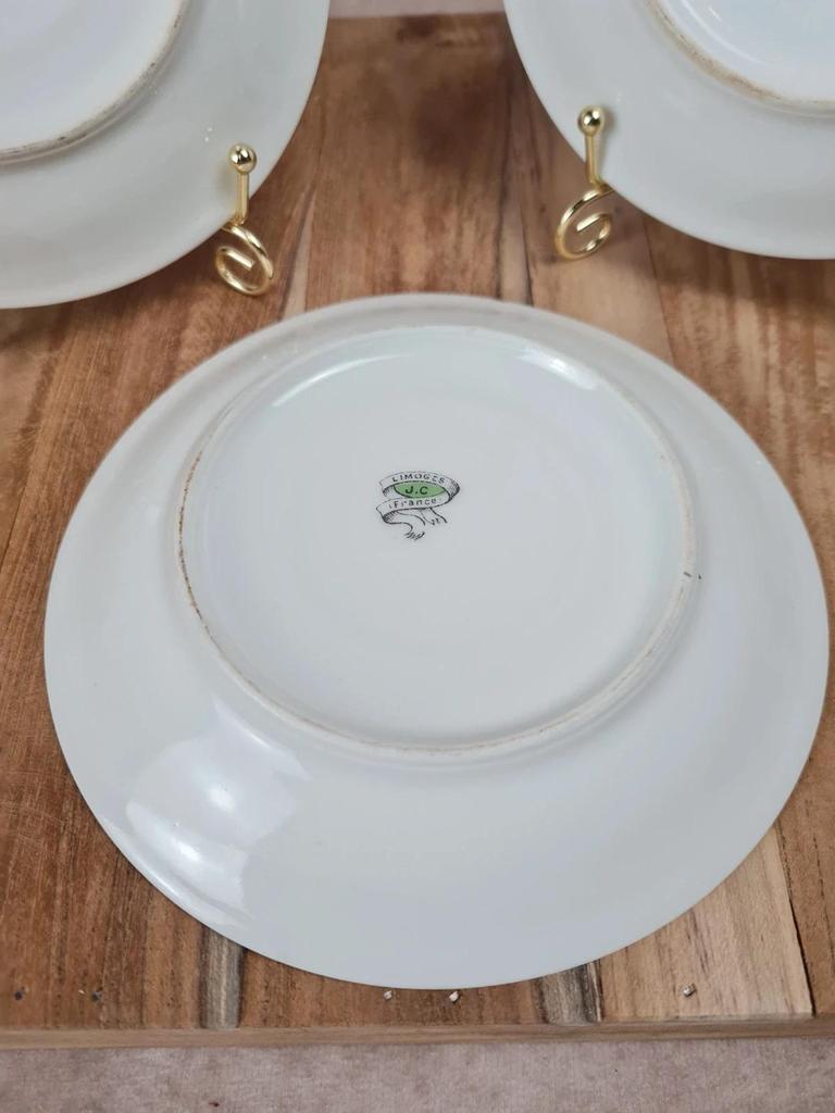 🎨 Lot de 3 coupelles / soucoupes à café vintage – Limoges J.c. France 🇫🇷