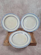 Lot de 3 grandes assiettes anciennes, W. Adams & Sons, décor Etruscan Border, Ère Victorienne