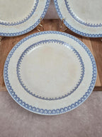 Lot de 3 grandes assiettes anciennes, W. Adams & Sons, décor Etruscan Border, Ère Victorienne