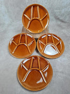 🍂 Lot de 4 assiettes à compartiments vintage – émaillé caramel 🍂