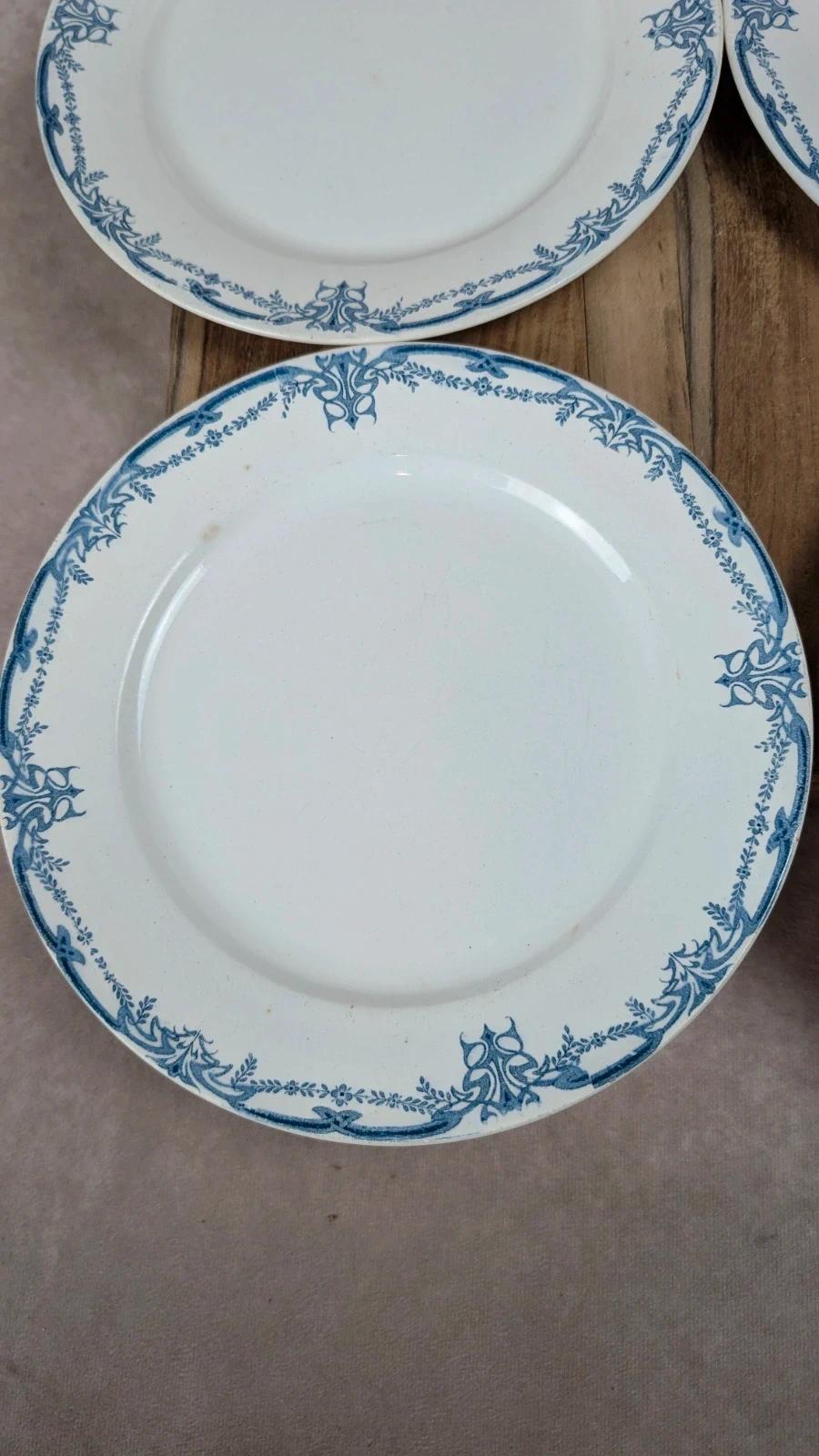 Lot de 4 assiettes anciennes Sarreguemines Digoin – Modèle Vaucluse