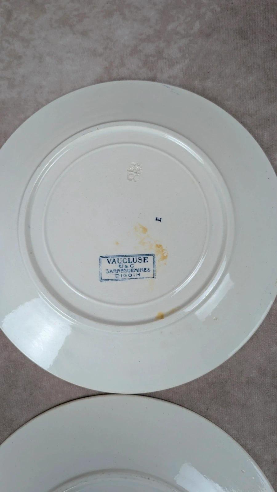 Lot de 4 assiettes anciennes Sarreguemines Digoin – Modèle Vaucluse