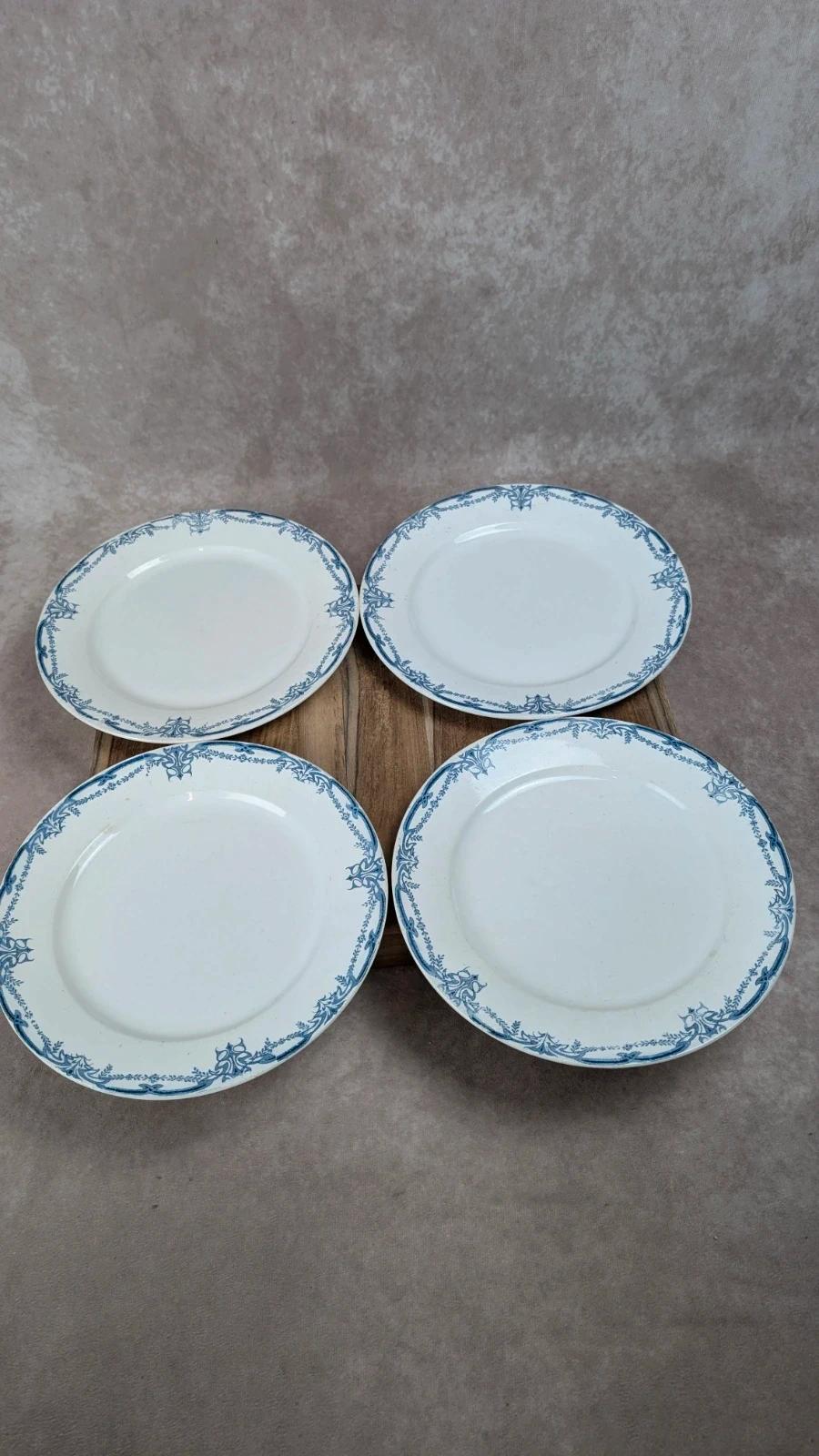Lot de 4 assiettes anciennes Sarreguemines Digoin – Modèle Vaucluse