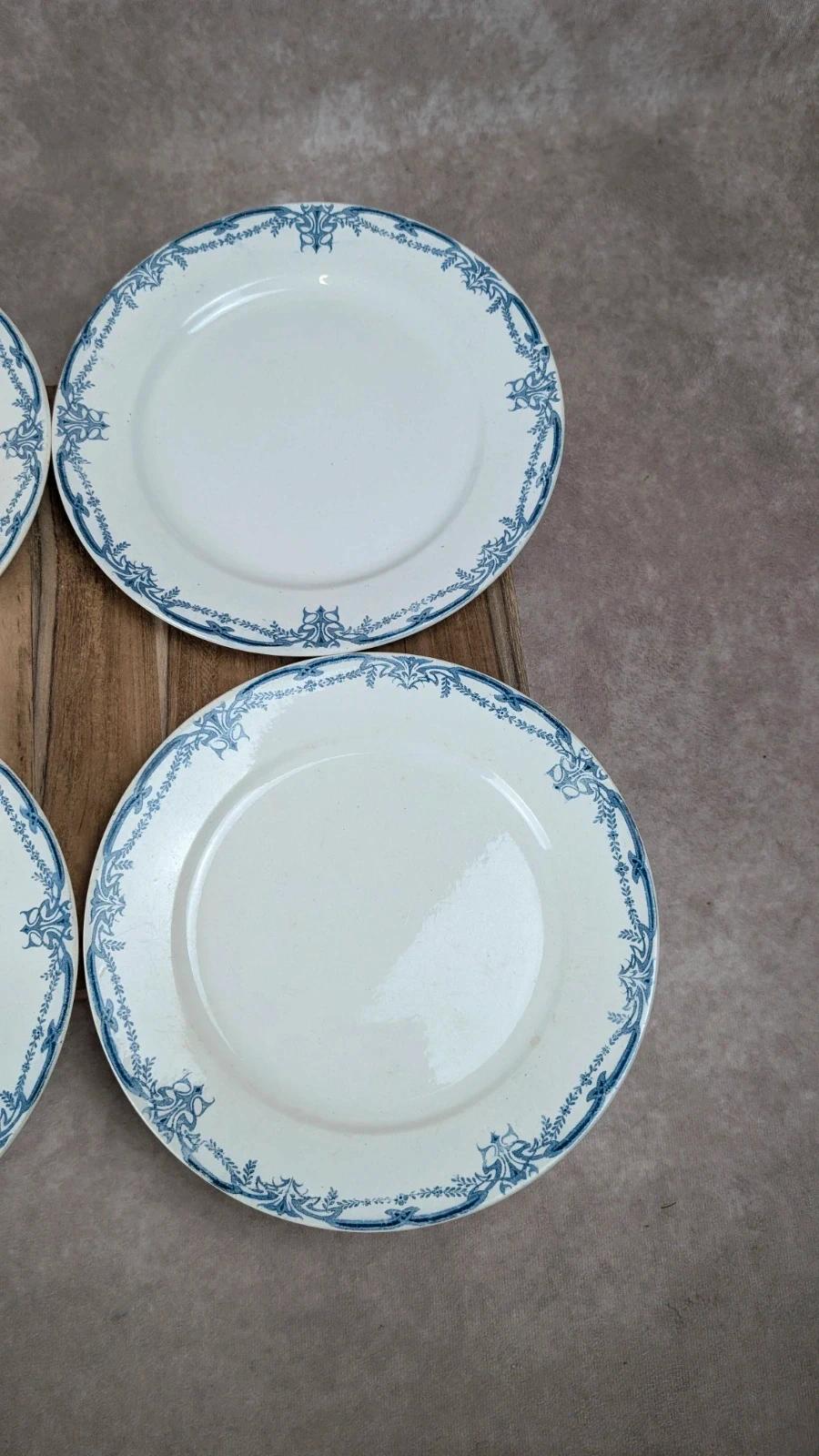 Lot de 4 assiettes anciennes Sarreguemines Digoin – Modèle Vaucluse