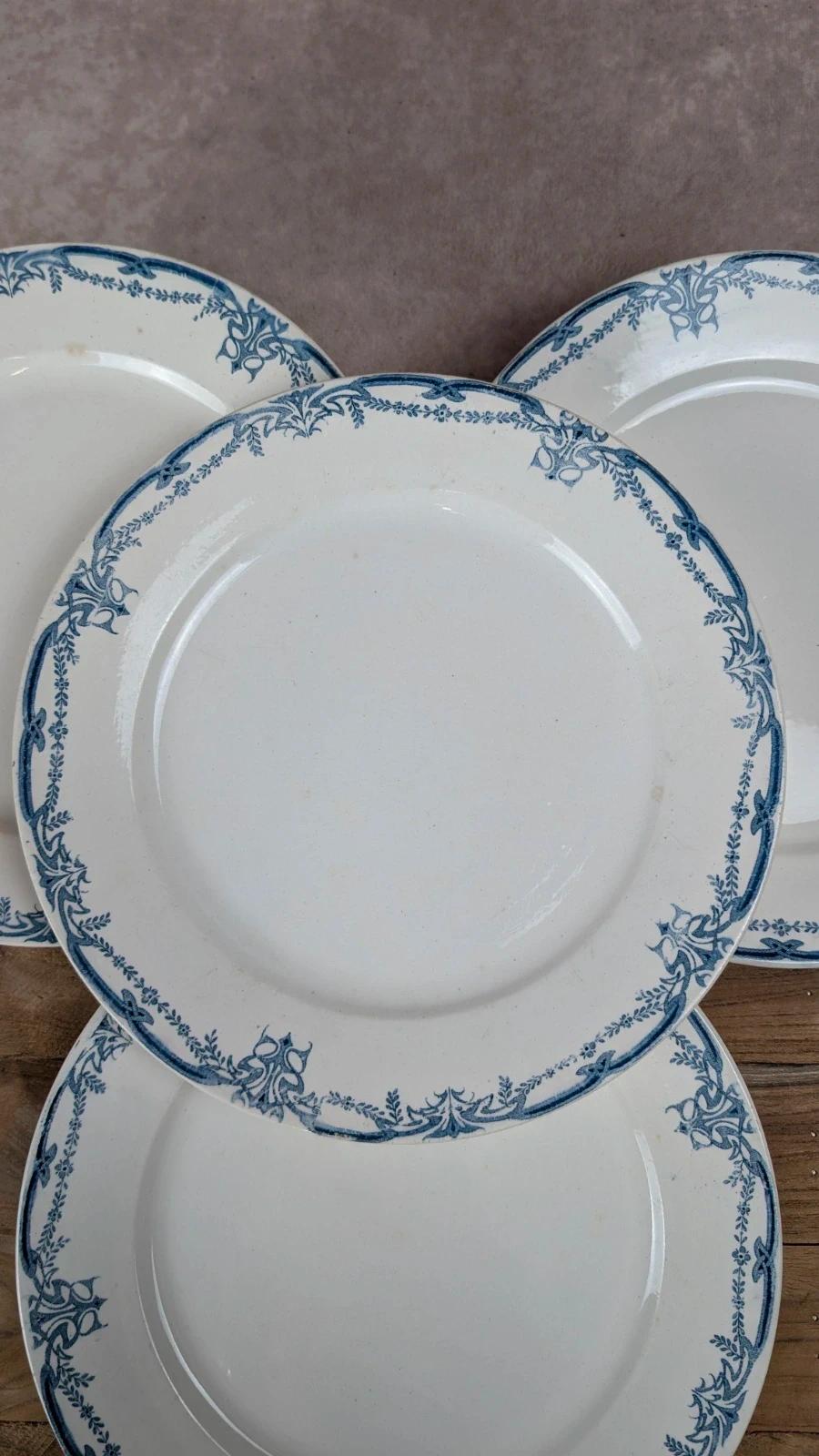 Lot de 4 assiettes anciennes Sarreguemines Digoin – Modèle Vaucluse