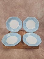 Lot de 4 assiettes creuses Arcopal vintage bleu marbré