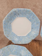 Lot de 4 assiettes creuses Arcopal vintage bleu marbré
