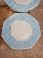 Lot de 4 assiettes creuses Arcopal vintage bleu marbré