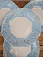 Lot de 4 assiettes creuses Arcopal vintage bleu marbré