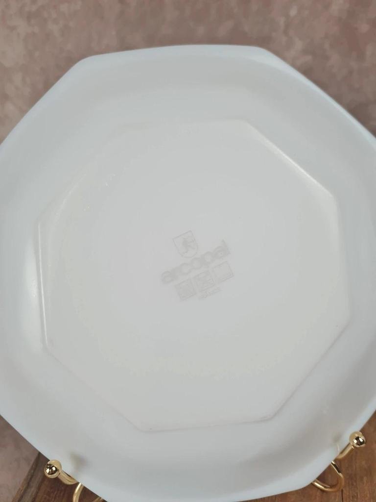 Lot de 4 assiettes creuses Arcopal vintage bleu marbré