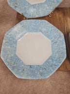 Lot de 4 assiettes creuses Arcopal vintage bleu marbré