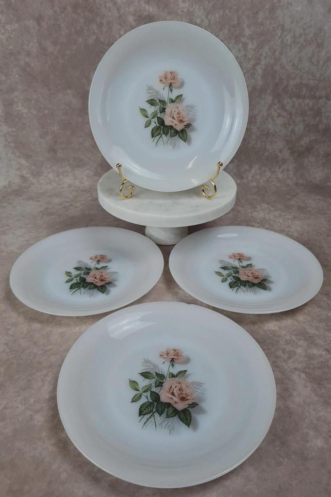 Lot de 4 assiettes vintage Arcopal roses anciennes 🌿🌸