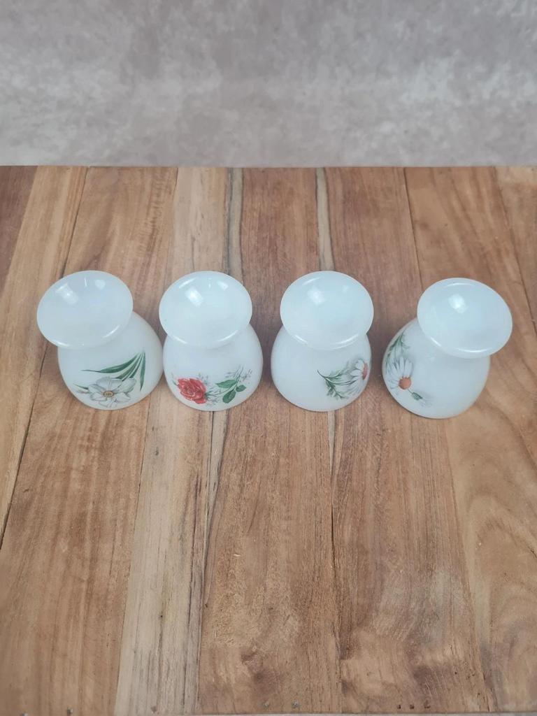 Lot de 4 coquetiers Arcopal décor floral 🌼🌹