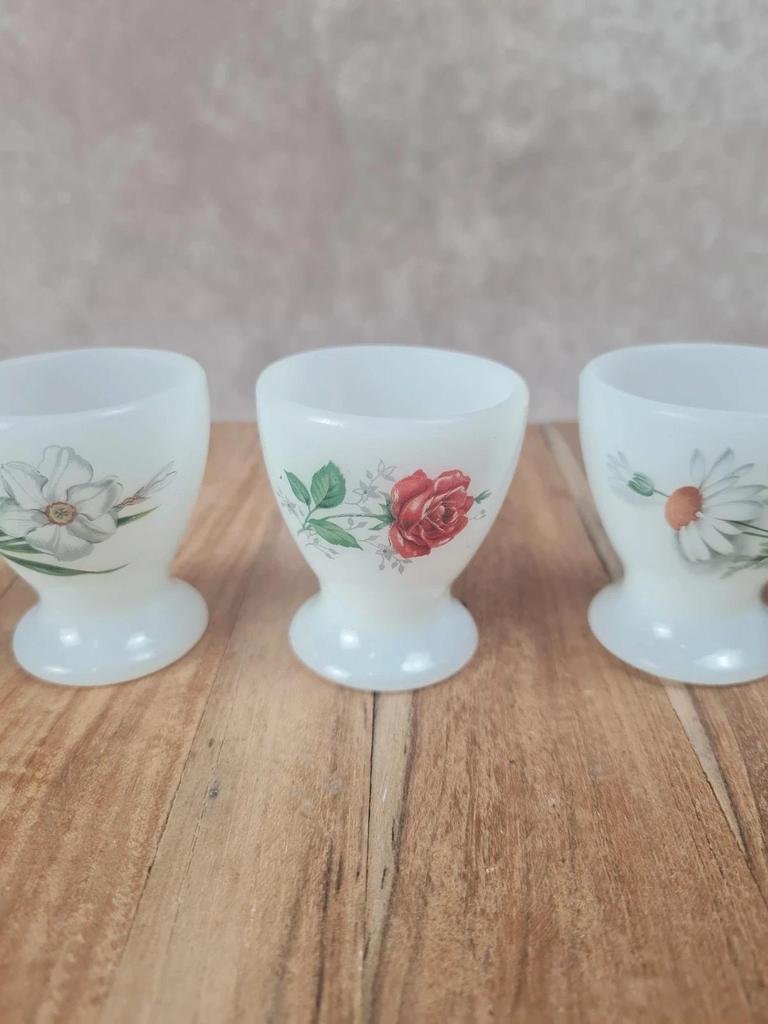 Lot de 4 coquetiers Arcopal décor floral 🌼🌹