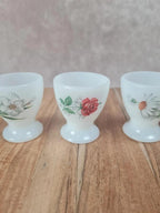 Lot de 4 coquetiers Arcopal décor floral 🌼🌹