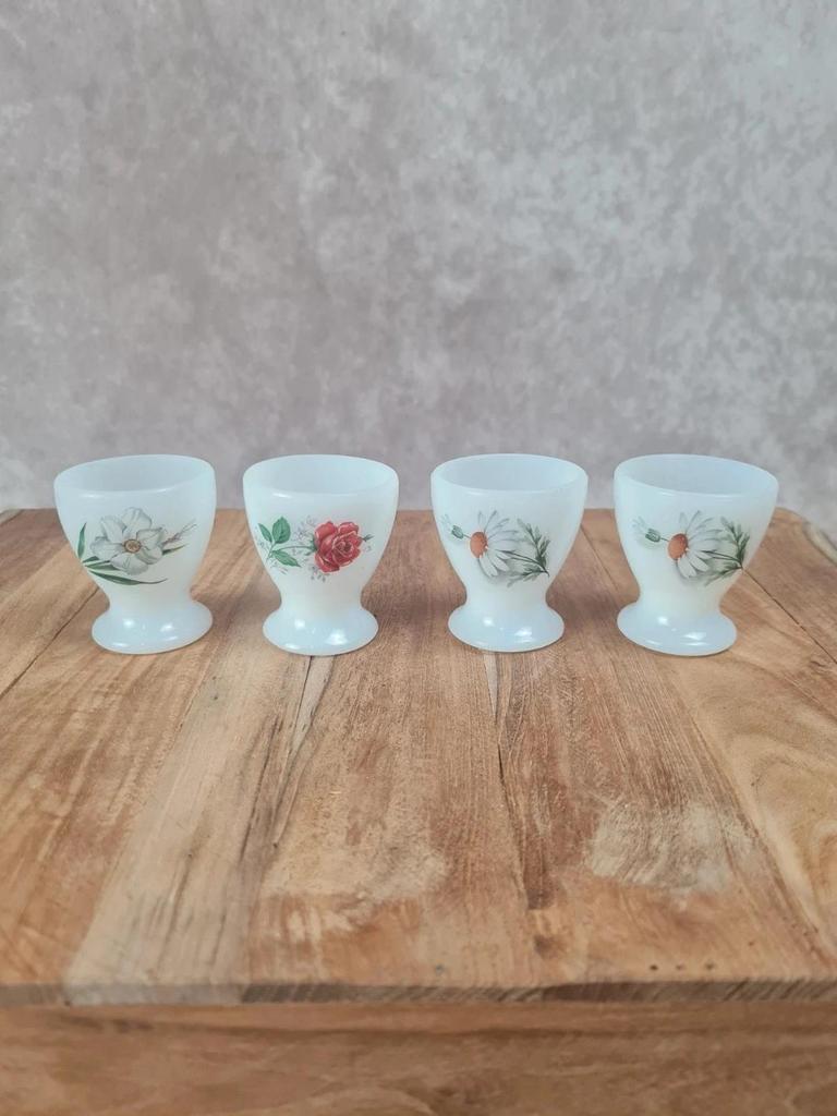 Lot de 4 coquetiers Arcopal décor floral 🌼🌹